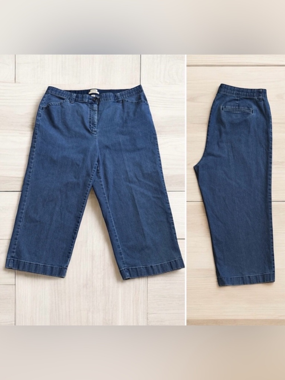 L.L. BEAN CAPRI 18W. CLASSIC FIT. MEDIUM RISE BLUE DENIM CAPRIS. FLEX WAIST.